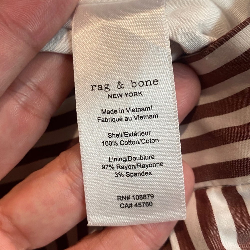 RAG & BONE Lacey Brown Poplin White Stripe Wide Leg Pant Womens Sz 8 - Picture 14 of 14